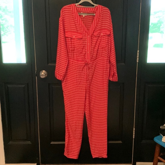 Lou & Grey by Loft Sunny Striped Tie Waist Jumpsuit size Small NWT - Picture 2 of 10